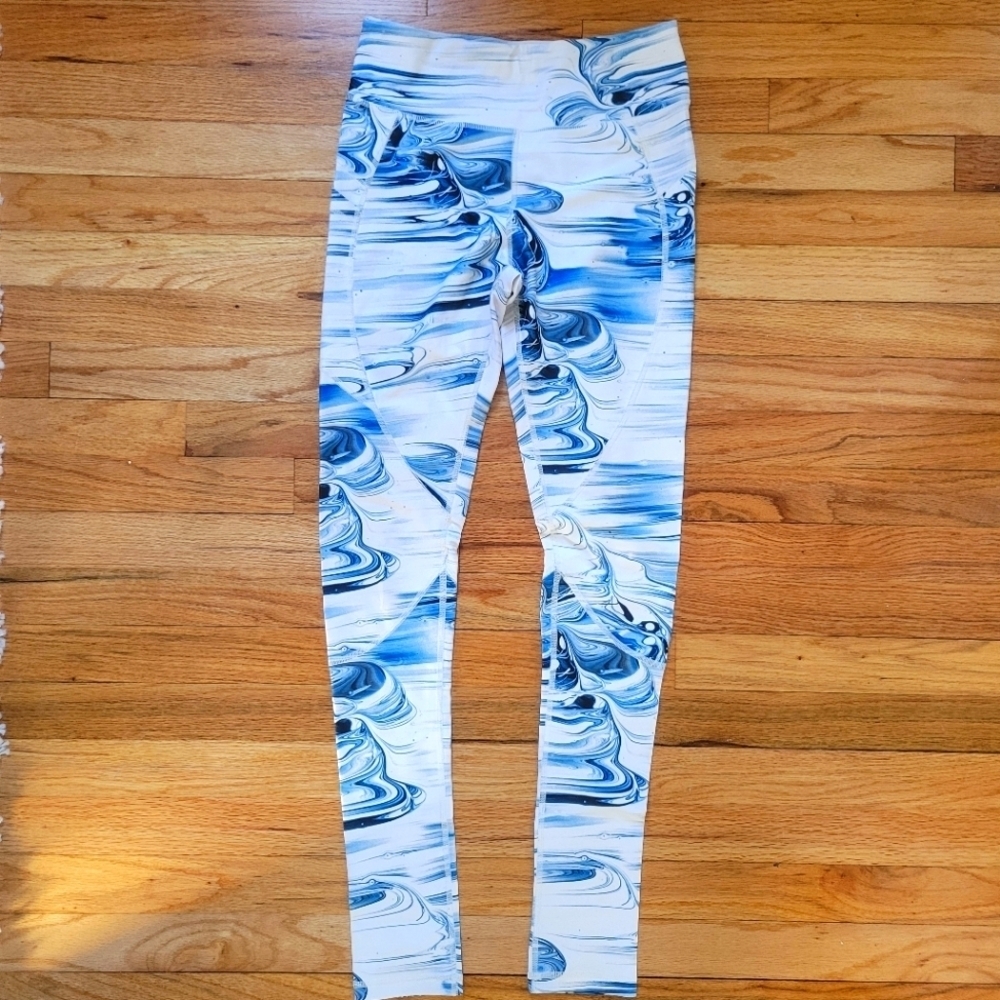 Vie Active High Waisted Leggings Women’s Marble Watercolor Yoga Barre Fit